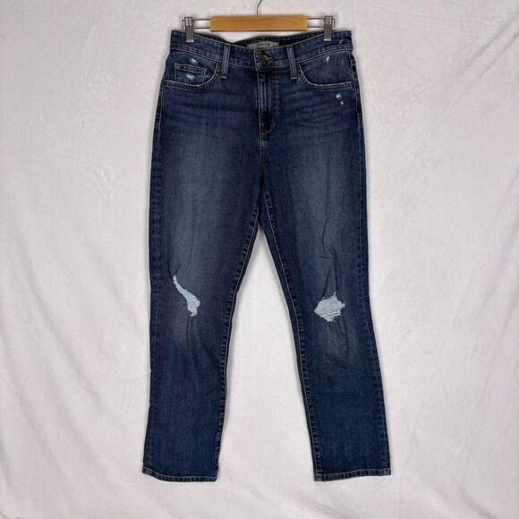 Joe's Jeans High Rise Distressed Knee Straight Leg Jeans Size 27 - Picture 1 of 14